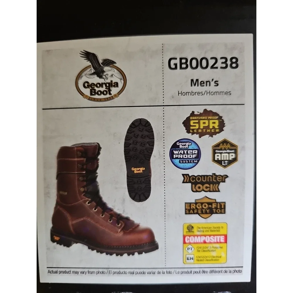 Georgia Boot AMP LT 9" Logger Composite Toe Waterproof EH Men's Size 11.5W - Picture 11 of 11